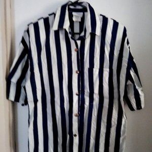 Short Sleeve Striped Button Shirt